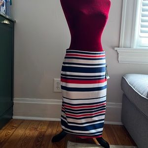 Striped elastic band pencil stretch skitrt